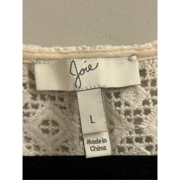 Joie multi media crochet lace silk blouse size L boho - Picture 3 of 6